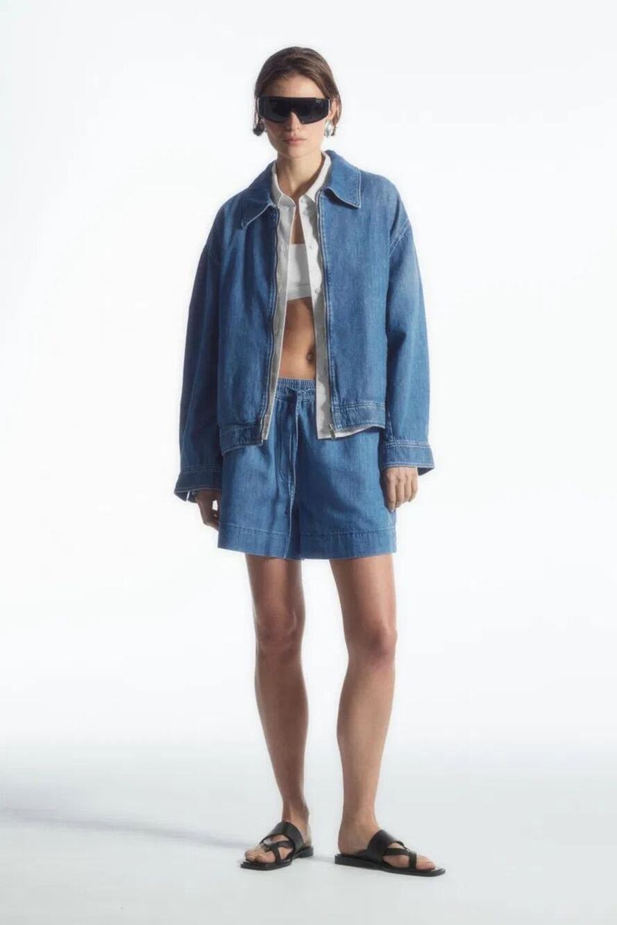 COS Drawstring Denim Shorts, Size Small - Picture 1 of 7